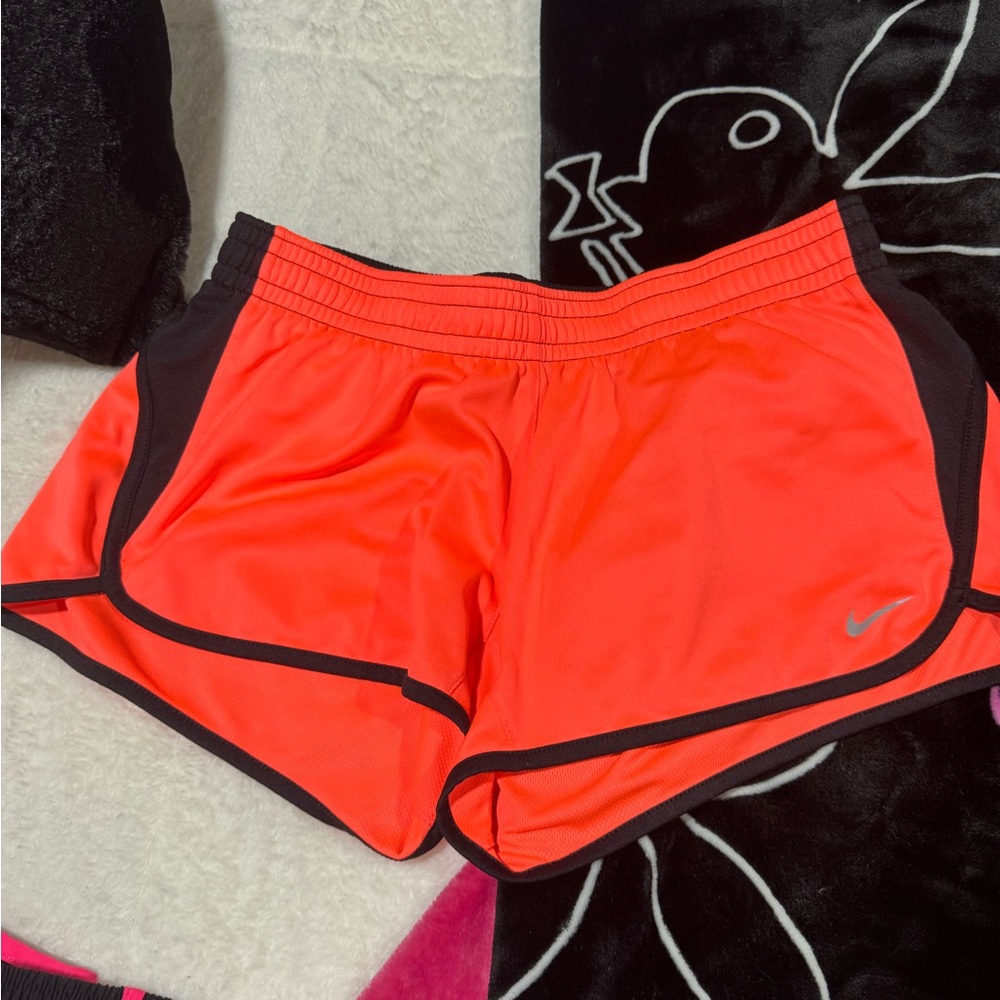 Nike Women's Bright Orange and Black Athletic Shorts